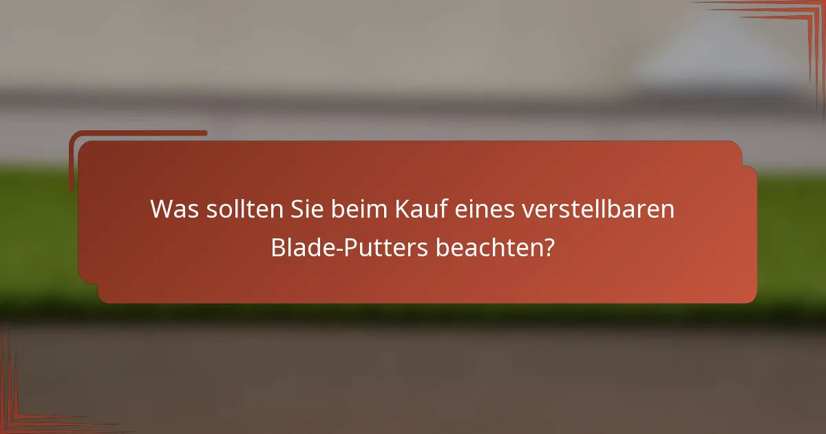 Was sollten Sie beim Kauf eines verstellbaren Blade-Putters beachten?