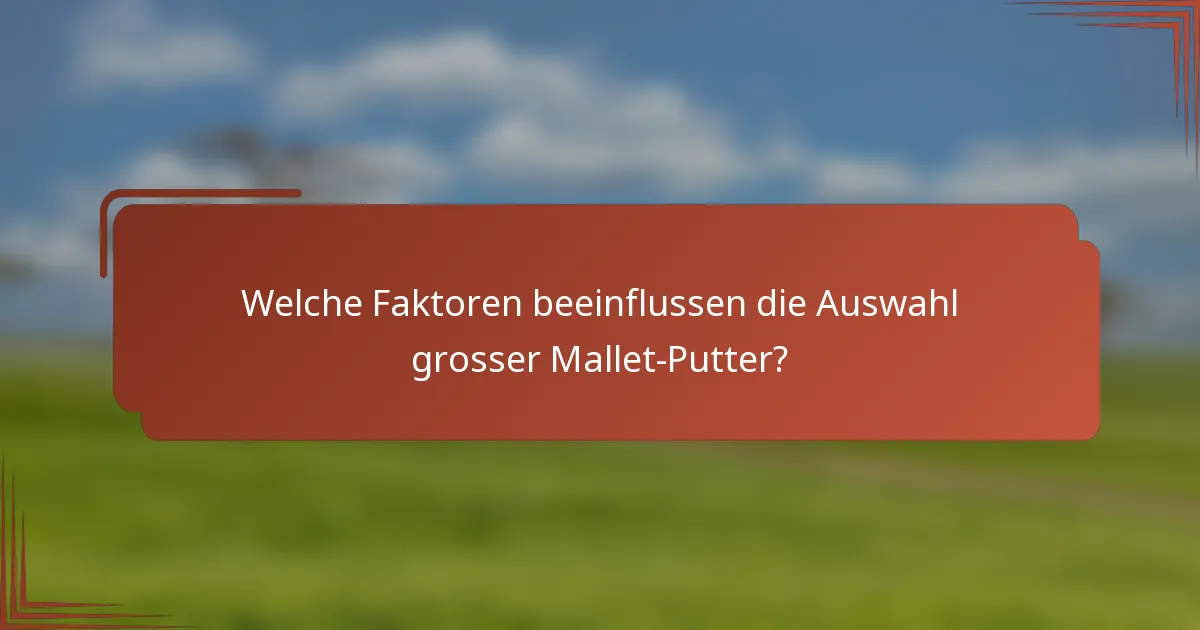 Welche Faktoren beeinflussen die Auswahl grosser Mallet-Putter?