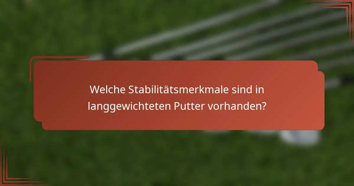 Welche Stabilitätsmerkmale sind in langgewichteten Putter vorhanden?