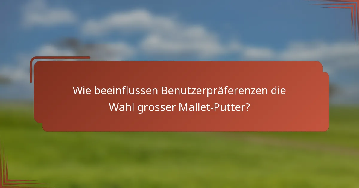 Wie beeinflussen Benutzerpräferenzen die Wahl grosser Mallet-Putter?