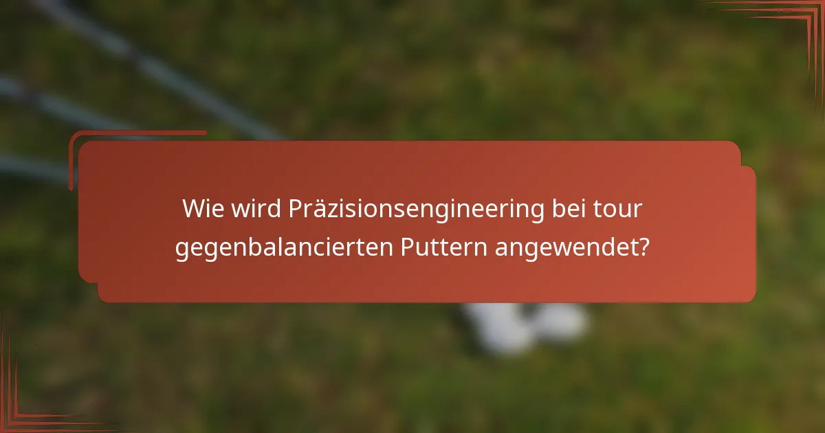 Wie wird Präzisionsengineering bei tour gegenbalancierten Puttern angewendet?